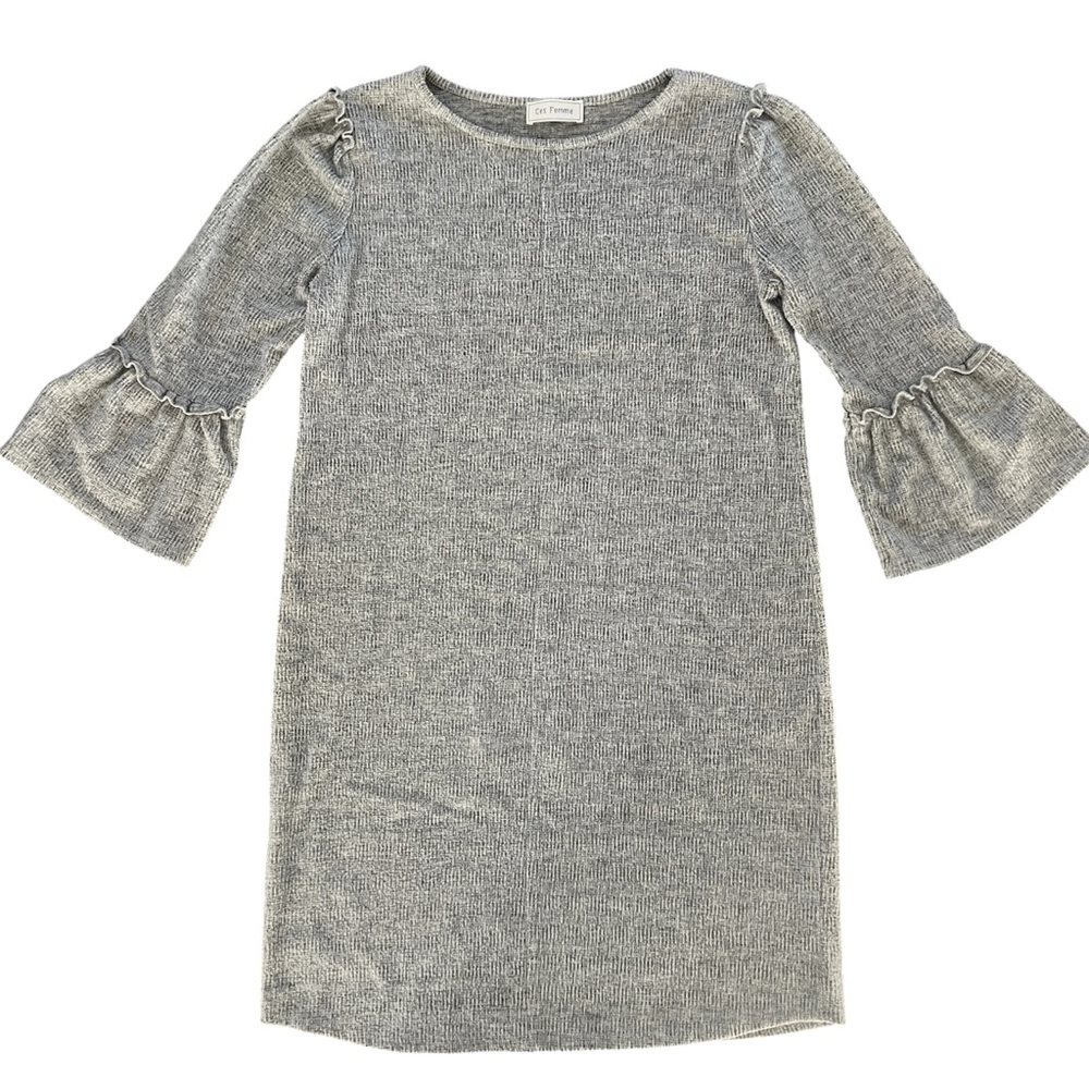 Ces Femme Grey Bell Sleeve Mini Dress size Medium